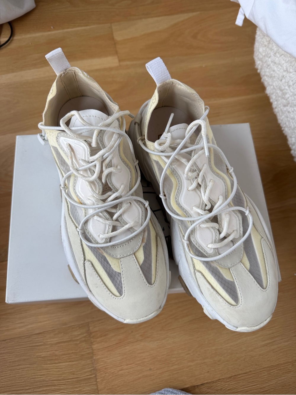 Ash Women's Chunky Lace-Up Sneakers in Cream, White, and Light Yellow